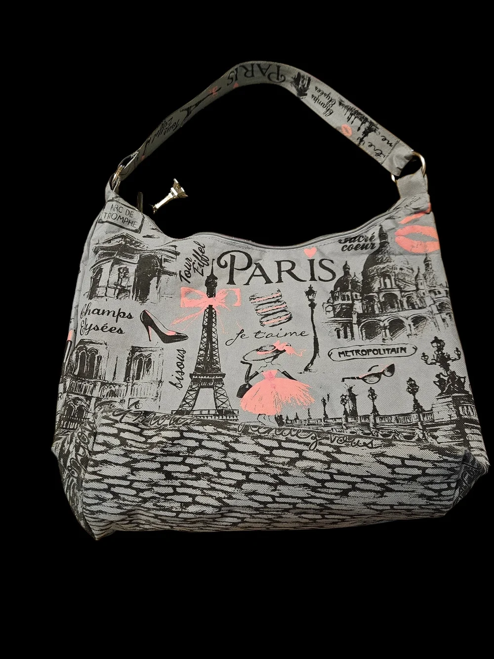 Glamour Paris Grey Canvas Boho Bag